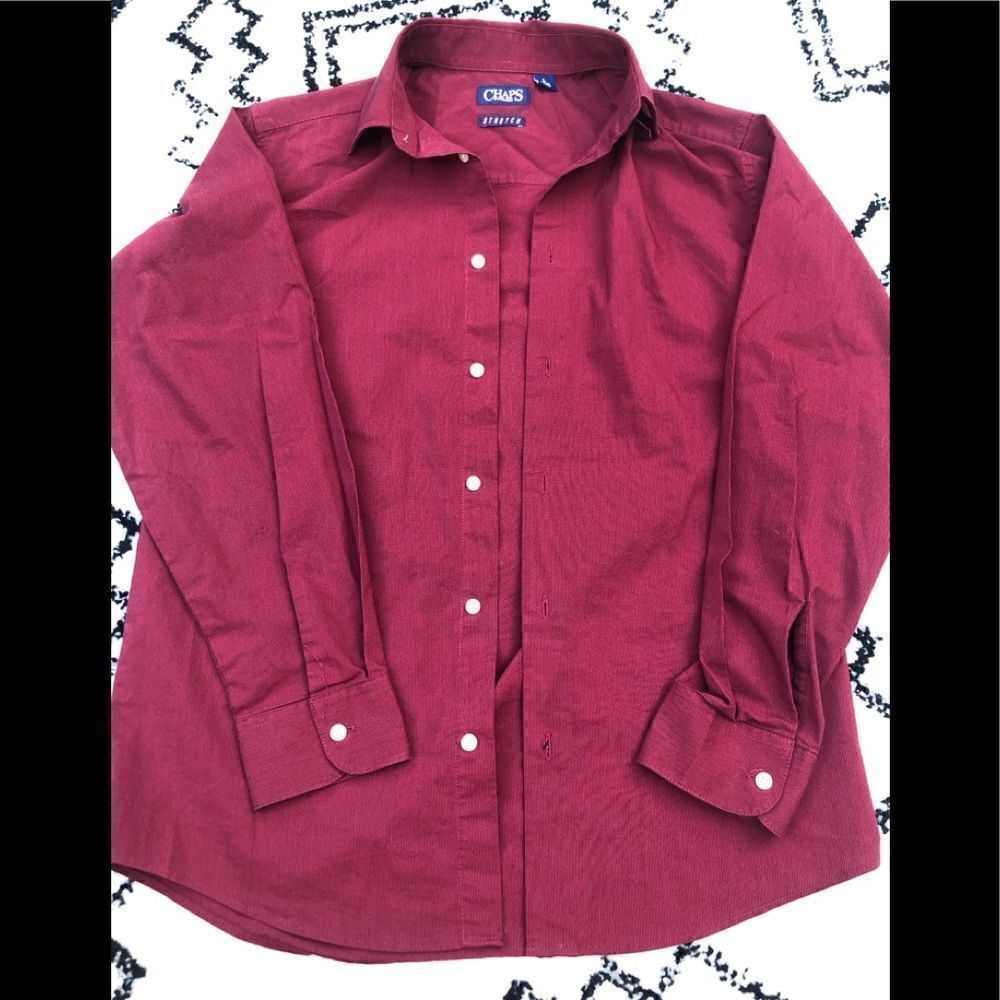 CHAPS Juniors size 12-14 maroon button down top.